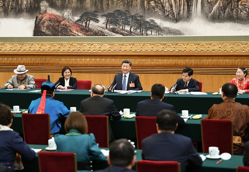 2019年3月5日，習(xí)近平總書記參加十三屆全國人大二次會(huì)議內(nèi)蒙古代表團(tuán)的審議。