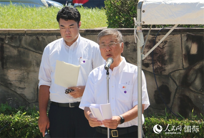 藤澤市市長鈴木恒夫在紀(jì)念儀式上致辭。人民網(wǎng) 許可攝