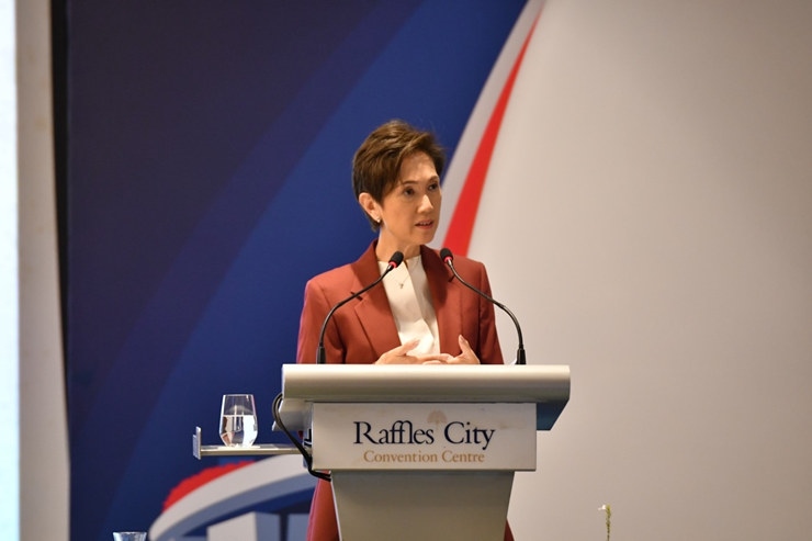 新加坡通訊及新聞部長(zhǎng)兼內(nèi)政部第二部長(zhǎng)楊莉明。新加坡南洋理工大學(xué)供圖