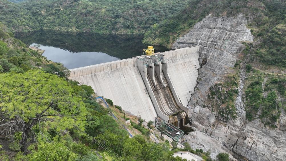 3月23日，航拍的下凱富峽水電站大壩。