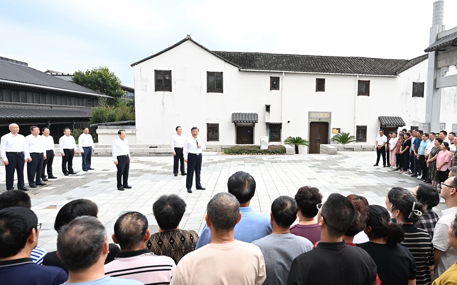 9月20日下午，習(xí)近平總書記在楓橋經(jīng)驗(yàn)陳列館考察。新華社記者 燕雁 攝
