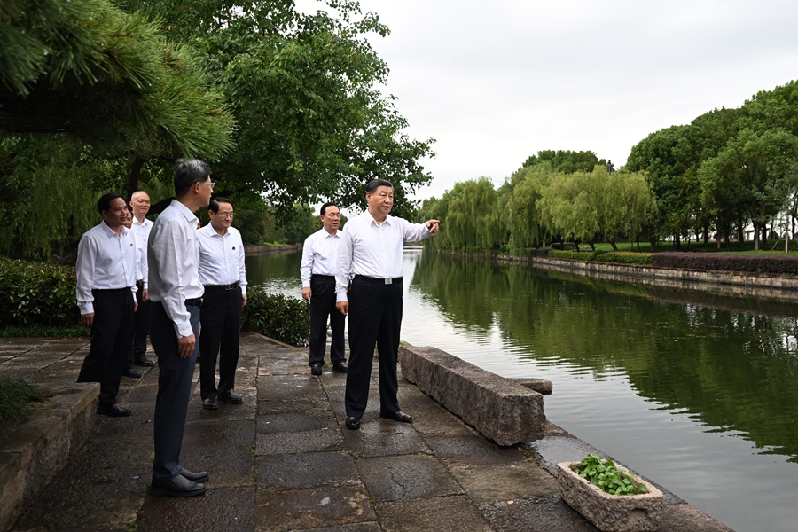 9月20日下午，習(xí)近平總書記在浙東運(yùn)河文化園考察。新華社記者 謝環(huán)馳 攝