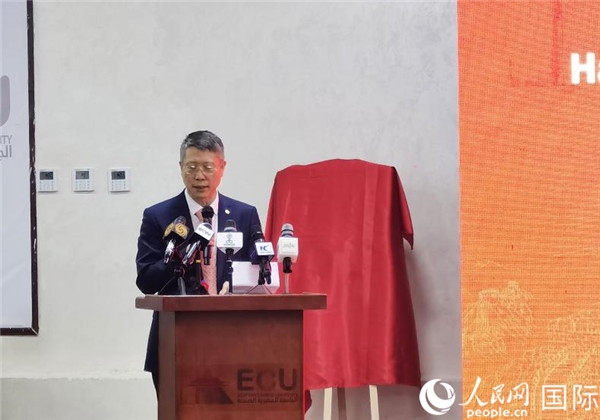 中國石化非洲代表處總代表衛(wèi)東致辭。人民網(wǎng)記者 沈小曉攝