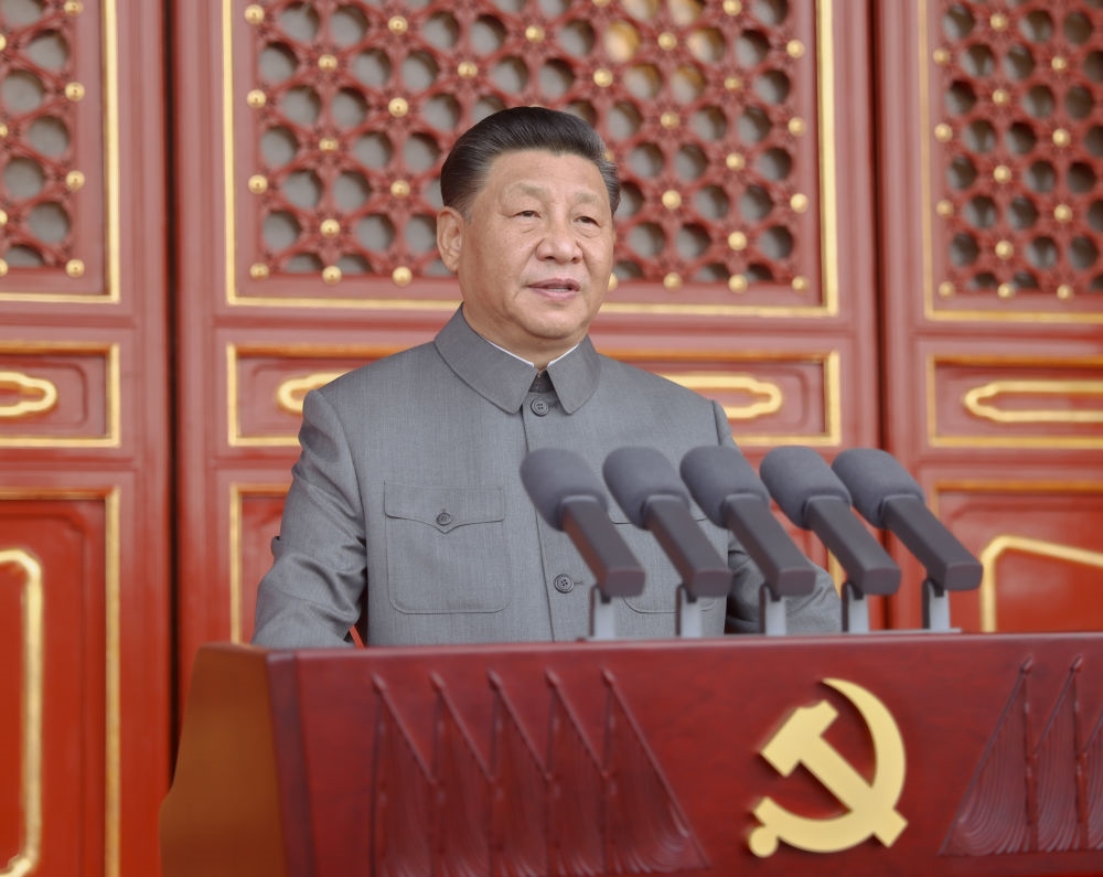2021年7月1日，慶祝中國(guó)共產(chǎn)黨成立100周年大會(huì)在北京天安門(mén)廣場(chǎng)隆重舉行。習(xí)近平發(fā)表重要講話。新華社記者 鞠鵬 攝