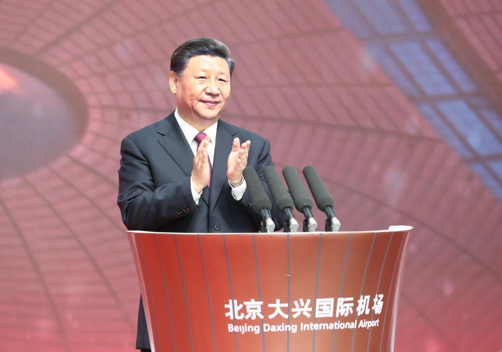 2019年9月25日，習(xí)近平總書記出席北京大興國際機(jī)場投運(yùn)儀式并宣布機(jī)場正式投入運(yùn)營。新華社記者 鞠鵬 攝