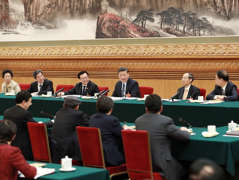 2019年3月8日，習(xí)近平總書記參加十三屆全國人大二次會議河南代表團(tuán)的審議。