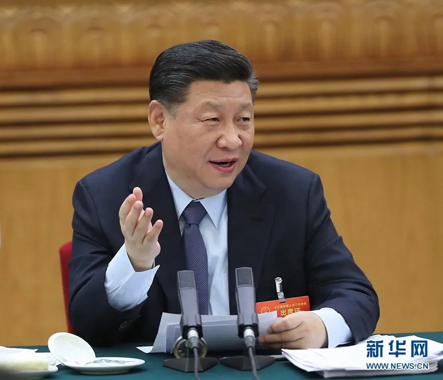 2019年3月7日，習(xí)近平參加十三屆全國(guó)人大二次會(huì)議甘肅代表團(tuán)的審議。新華社記者 鞠鵬 攝