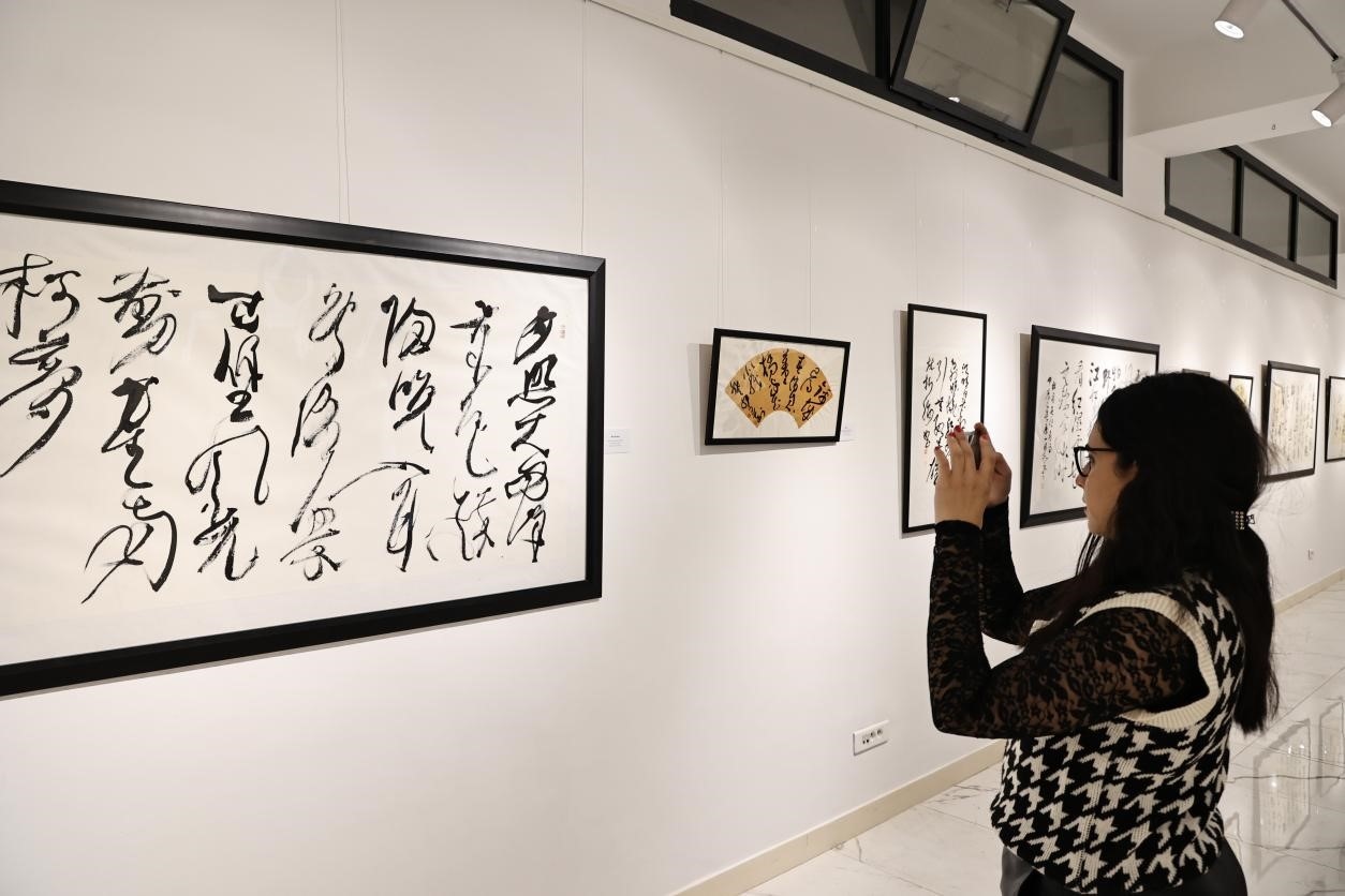 觀眾參觀書(shū)法展。拉巴特中國(guó)文化中心供圖