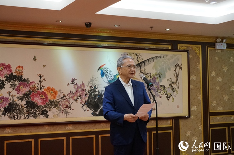 創(chuàng)價(jià)學(xué)會(huì)會(huì)長(zhǎng)原田稔致辭。