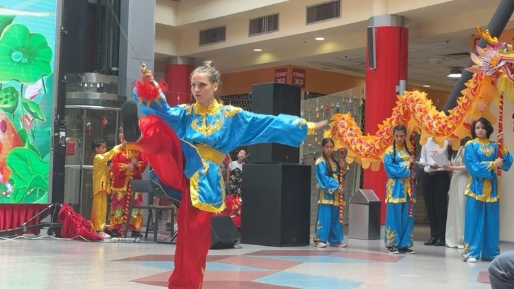 羅馬尼亞人舞龍舞獅隊(duì)進(jìn)行精彩表演。中國駐羅馬尼亞大使館領(lǐng)僑處供圖
