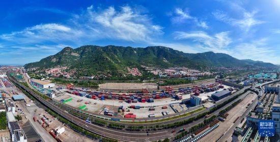 這是6月26日拍攝的中哈連云港物流合作基地（無人機照片）。新華社記者 季春鵬 攝