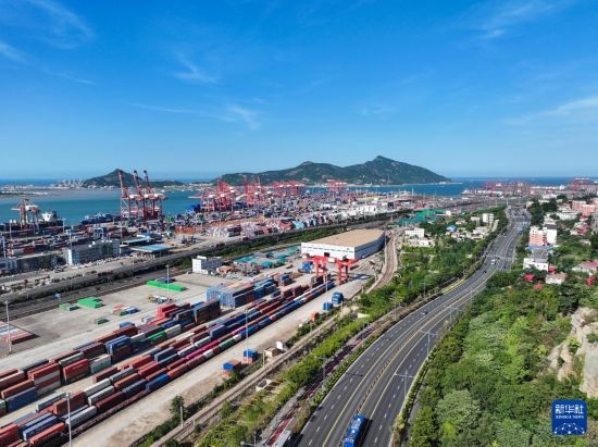這是6月26日拍攝的中哈連云港物流合作基地（無人機照片）。新華社記者 季春鵬 攝