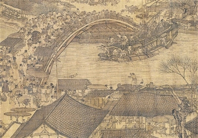 中國畫《清明上河圖》（局部），作者為北宋張擇端。 故宮博物院藏
