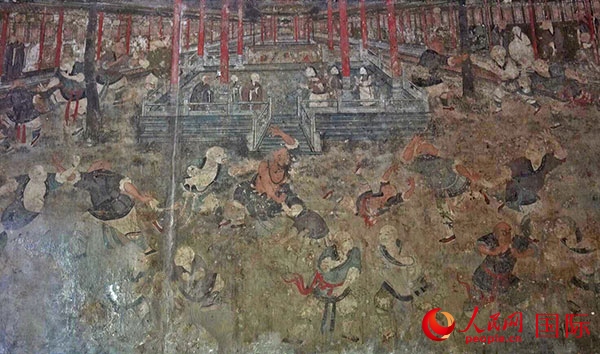 少林寺白衣殿壁畫。人民網(wǎng)記者 張麗婭攝