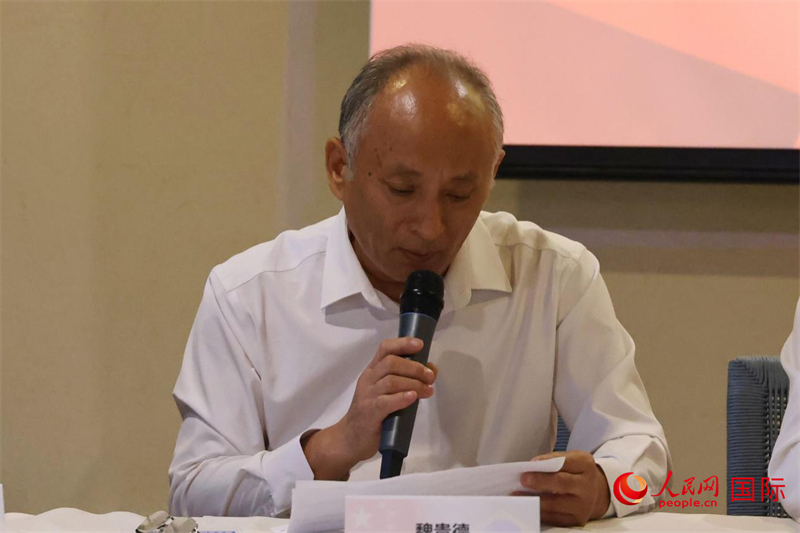 巴西中國安徽商會(huì)會(huì)長魏貴德在座談會(huì)上致辭。人民網(wǎng)記者 陳海琪攝