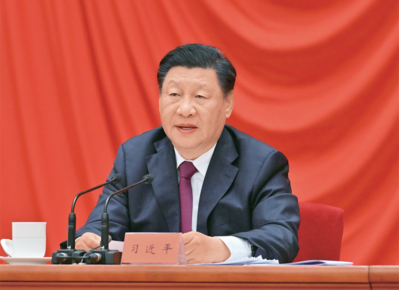 2022年5月10日，慶祝中國共產(chǎn)主義青年團(tuán)成立100周年大會在北京人民大會堂隆重舉行。中共中央總書記、國家主席、中央軍委主席習(xí)近平在大會上發(fā)表重要講話。 新華社記者 岳月偉/攝