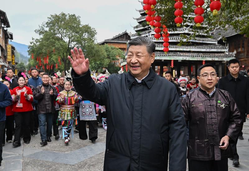 △2025年3月17日，習(xí)近平總書記在貴州黎平縣肇興侗寨考察。